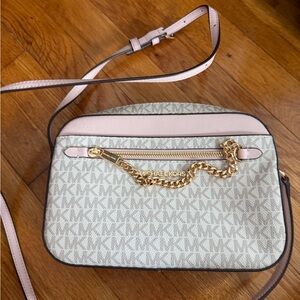 Michael Kors Cream and Pink Crossbody Bag
